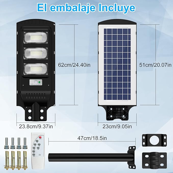 LAMPARA SOLAR LED LARGO ALCANCE GRANDE 24X60CM