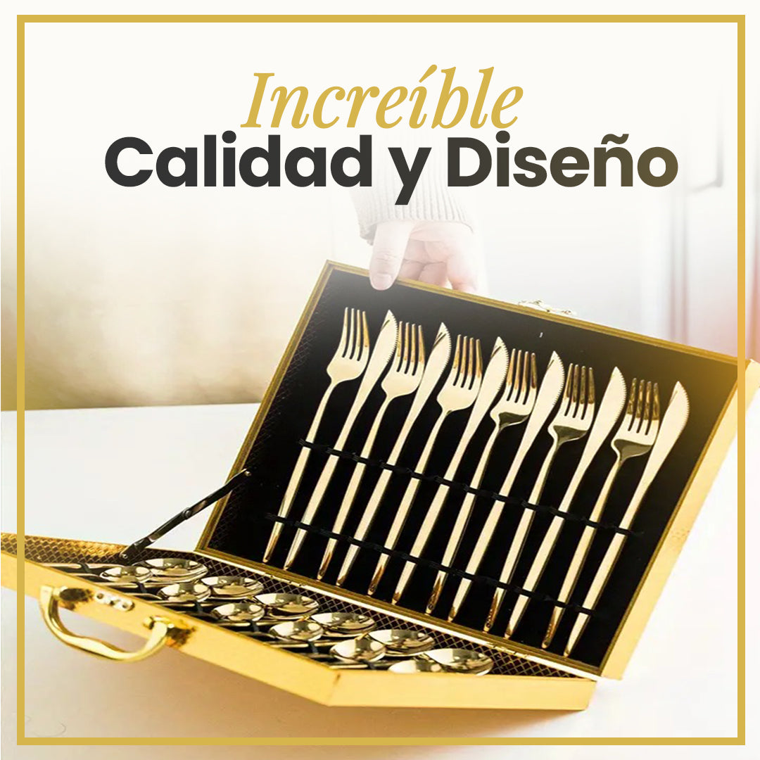 JUEGO DE CUBIERTOS DORADOS™