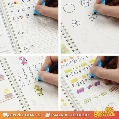 📚 SET 4 CUADERNOS CALIGRAFIA, MATEMATICAS, DIBUJO, ALFABETO PARA NIÑOS